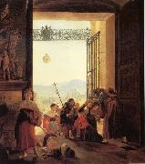 Karl Briullov Pilgrims in the Roorway of The Lateran Basilica Spain oil painting artist